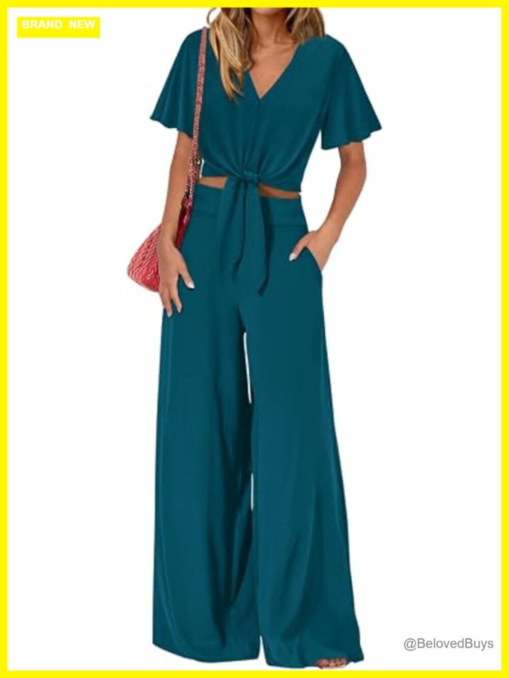 Women 2 Piece Summer Sets Short Sleeve Crop Top Wide Leg Pants Tracksuit Lounge